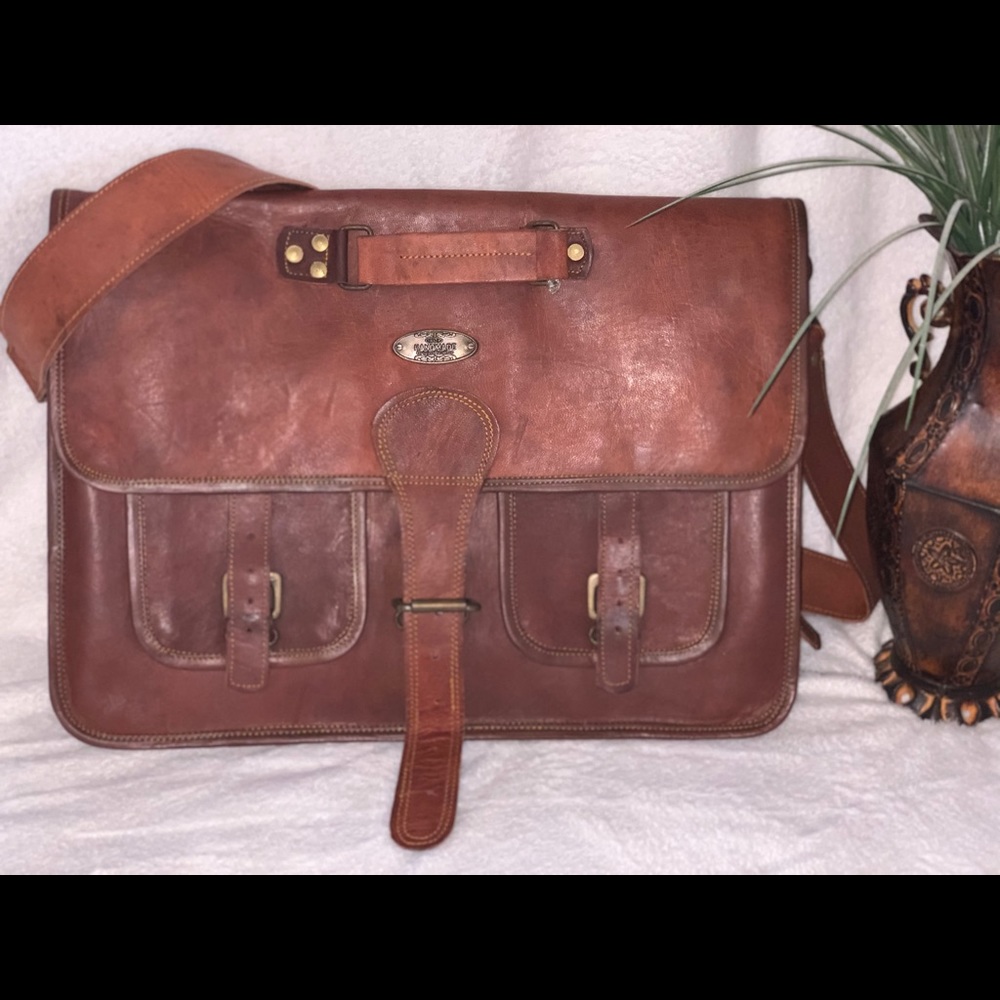 Leather handmade laptop bag